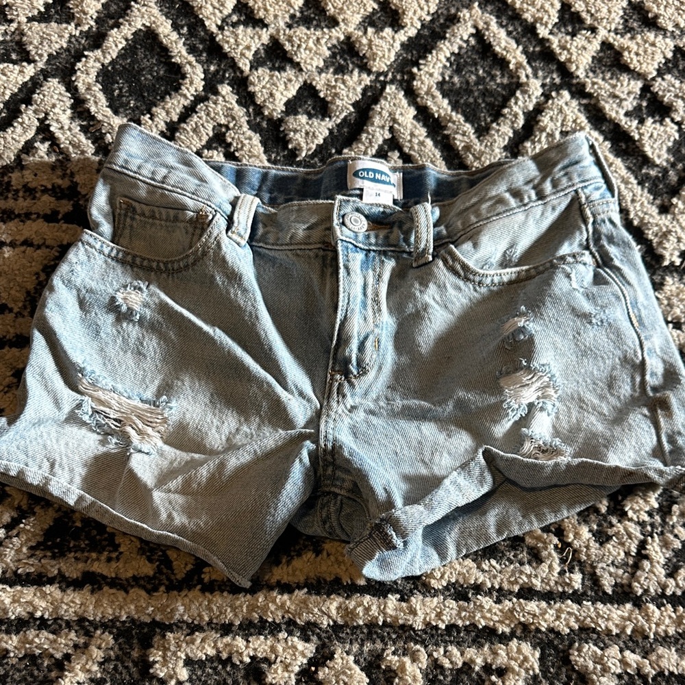 Old Navy Girls Light Blue Distressed Jean Shorts